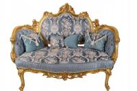 Luksusowa barokowa sofa w stylu vintage – niebieski szezlong