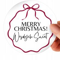 Naklejki WESOŁYCH ŚWIĄT Merry Christmas okrągłe arkusze 120 sztuk 4 CM