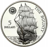 Niue. 5 dolarów 1992, HMS Bounty – SREBRO