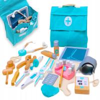 ZESTAW MAŁEGO DENTYSTY LEKARZA ZABAWKA EDUKACYJNA AKCESORIA DREWNO PREZENT