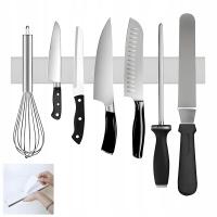 LISTWA MAGNETYCZNA NA NOŻE KLUCZE NARZĘDZIA 30CM SAMOPRZYLEPNA SREBRNA