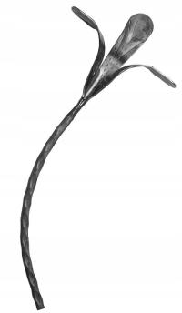 Liść kuty wypukły elementy kute 075.02 prawy (300x190x fi 12 mm)