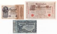 Ukraina, Niemcy. 5 rubli 1917 i 1.000 marek 1910/1922 – 3 szt