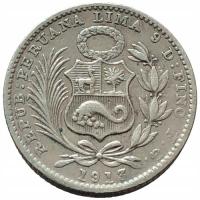 44642. Peru - 1 dinero - 1913r. - Ag