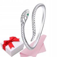 Серебряное кольцо змея регулируемый S925 подарочная коробка