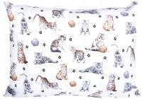Poszewka kotki koteczki włóczki 70x80 bawełniana biała dla dziecka
