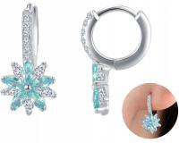 Kolczyki srebrne kwiatki dla dziewczynki srebro próba 925 kółka angielskie