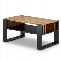 Журнальный столик lamele / современная скамейка с полкой / черный дуб / 92 см |