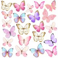 Вафельные бабочки 3D бабочки для украшения торта 22ШТ