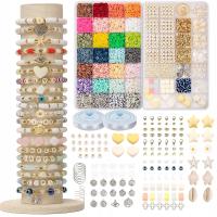 ZESTAW KORALIKÓW DO ROBIENIA BRANSOLETEK LITERKI TWORZENIA PREZENT 10800 EL