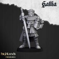 Knights of Gallia on Foot Captain Highlands Miniatures x1