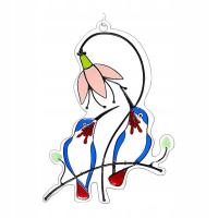 Piękne Barwione Okna dla Ptaków , Akrylowe Ptaki ing 13.8x19.3cm Niebieskie