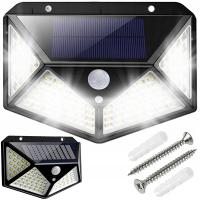 ELEWACYJNA LAMPA SOLARNA 100 LED Z CZUJNIKIEM ZMIERZCHU i RUCHU OGRODOWA