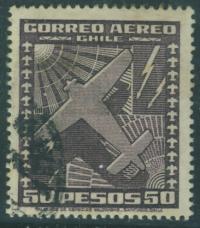 Chile 50 pesos - Correo , Samolot