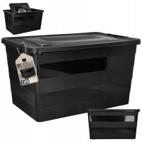POJEMNIK CZARNY z pokrywą 55L plastikowy organizer zamykany na kółkach