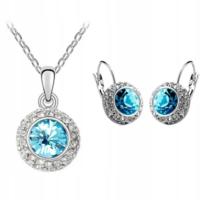 Posrebrzany zestaw biżuterii ślubnej lazurowe oko Kate cyrkonie błekitny