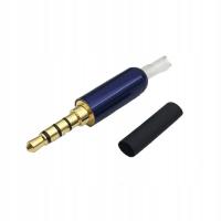 Blue-White Tail no Clip1Set 3.5mm Audio Plug 3.5 4Pole Male Stereo Jac Plug