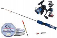 ZESTAW PODLODOWY DLA POCZĄTKUJĄCEGO-WĘDKA KOŁOWROTEK SPŁAWIK BŁYSTKA NA LÓD