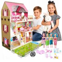 БОЛЬШОЙ ДЕРЕВЯННЫЙ ДОМИК ДЛЯ КУКОЛ МЕБЕЛЬ ДЛЯ КУКОЛ LED