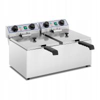 FRYTOWNICA PODWÓJNA ELEKTRYCZNA METALOWA GASTRONOMICZNA 230V 2x8L KOSZE