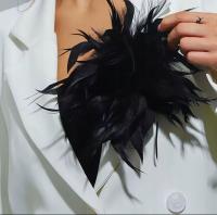 Broszka z piórami czarna do koszuli spinka do włosów czarna pióra