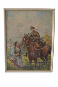 К. KOSSAK - УХАЖИВАНИЯ - КРАСИВАЯ СТАРАЯ АКВАРЕЛЬ