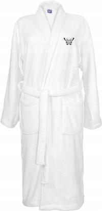 SZLAFROK BIAŁY Z HAFTEM rozmiar S unisex PREZENT święta URODZINY TWÓJ NAPIS