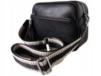 Torebka Damska Czarna Mała Listonoszka na Ramię z Szerokim Paskiem