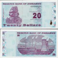 Zimbabwe 2009 - 20 Dollars Pick 95 UNC