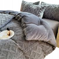 KOMPLET POŚCIELI POLAROWEJ PLUSZOWEJ 160x200 + 2x 70x80 SZARY CIEPŁA MIĘKKA