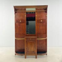 Garderoba mahoniowa z lustrem, wieszakiem i stojakiem na parasole