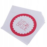 9x Team Bride Round Stickers Gift Bags Red