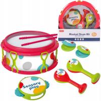 Zestaw Muzyczny Dla Dzieci Bębenek Instrumenty Tamburyn, Marakasy, Kastanie