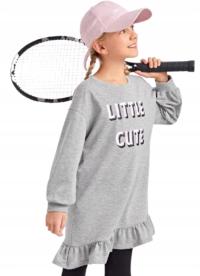 SHEIN TUNIKA DZIECIĘCA SZARA Z NAPISAMI 140 1V4Q