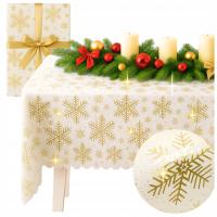 OBRUS PLAMOODPORNY ŚWIĘTA 160x260 WODOODPORNY stół ŚWIĄTECZNY wigilia złoty