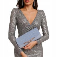 Torebka Damska Kopertówka SREBRNA Wizytowa Elegancka