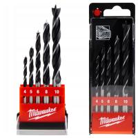 Wiertła do drewna zestaw 5 szt. 4-10 mm Milwaukee walcowe