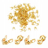 Łapaczki Mosiężne Końcówki Zaciskowe Pozłacanie 18K 6.5x6.5x3mm 100szt