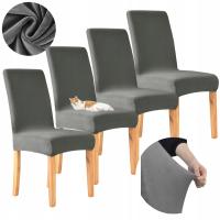 POKROWCE POKROWIEC NA KRZESŁO 4SZT zestaw SZARY plusz