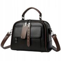 Женская сумка черная коричневая сумка на плечо с ремешком на молнии