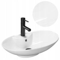 Керамическая раковина столешницы Rosa Rea 59 см Овальный белый блеск Rea