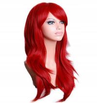 Парик длинные красные волосы 70 см косплей аниме манга на сетке