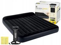 Duży Materac Dmuchany Welurowy Dwuosobowy Łóżko 203x183x25 Intex z POMPKĄ