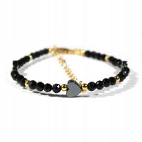 Черный турмалин браслет сердце серебро 925 золото 24k подарок для женщины