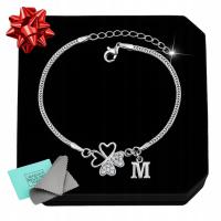 Bransoletka srebrna damska KONICZYNKA z cyrkoniami i literką na prezent 925