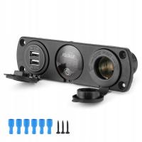 Panel przełączników z 3 otworami. Podwójny woltomierz cyfrowy LED USB z