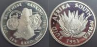 RPA 1 rand 1993r. KM 168 -200 lat bankowości płd. afrykańskiej srebro 15 gr