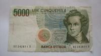 Банкнота Италия 5000 лир 1985 состояние 3
