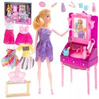 Кукла модница с туалетным столиком и одеждой для переодевания barbi set