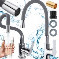 BATERIA KUCHENNA SZARA ELASTYCZNA WYLEWKA KRAN OBROTOWA 360 GIĘTKA PERLATOR